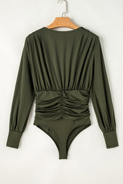 Ruched Surplice Long Sleeve Bodysuit