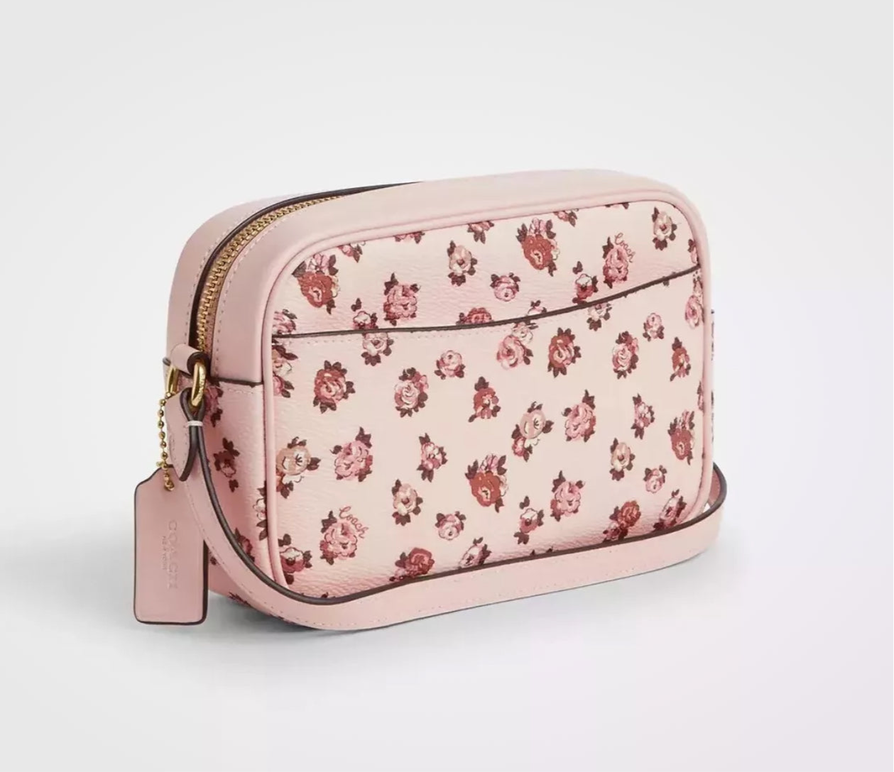 NWT Coach Mini Jamie Camera Bag With Rose Print In Gold/Blush Multi