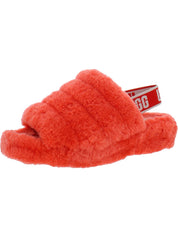 Fluff Yeah Womens Shearling Slingback Slide Slippers