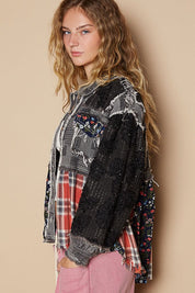 POL Crochet Patchwork Dropped Shoulder Jacket