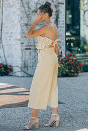 Ruffled Strapless Wide Leg Jumpsuit