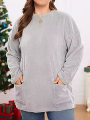 Fuzzy Round Neck Long Sleeve Top