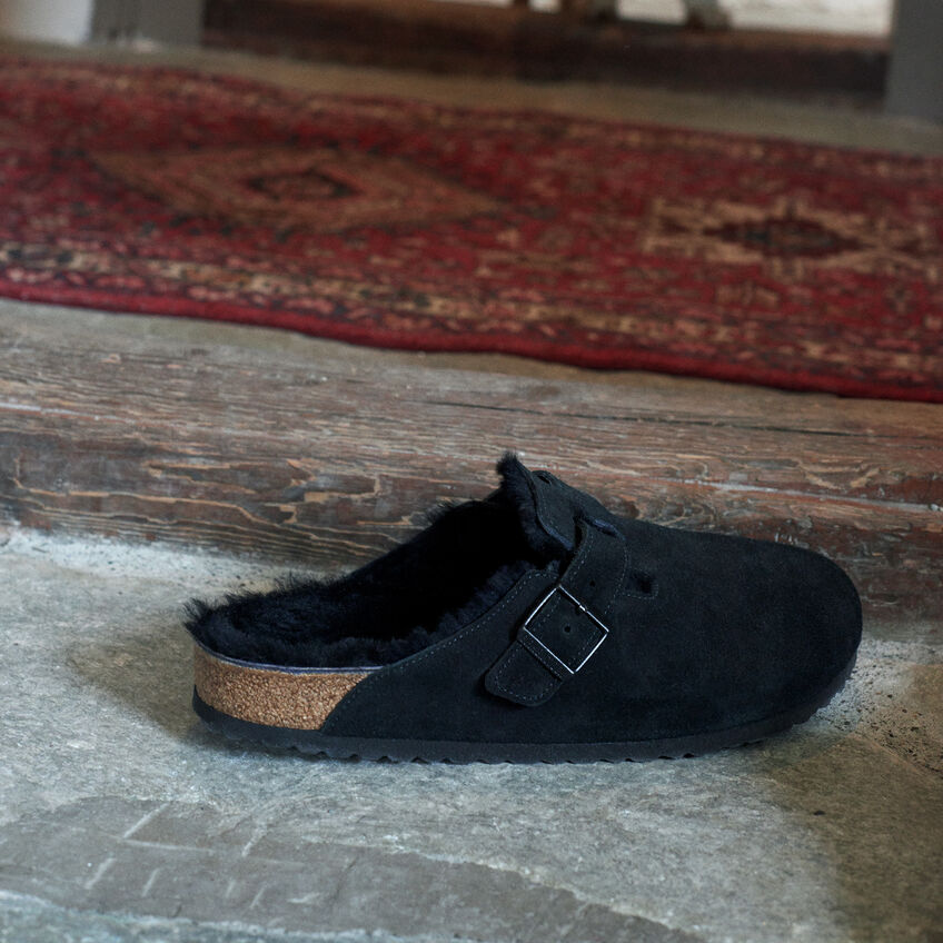 Birkenstock Boston Shearling Suede in Black