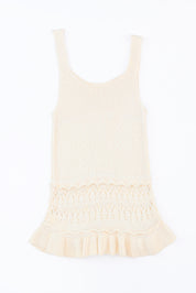 Full Size Ruffled Openwork Wide Strap Tank