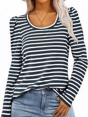 Striped Round Neck Long Sleeve T-Shirt