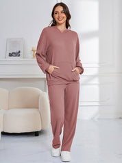 Dropped Shoulder Long Sleeve Hoodie and Pants Set