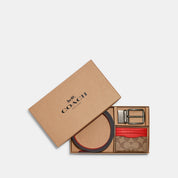 Coach Outlet Boxed Card Case And Belt Gift Set In Colorblock Signature Canvas