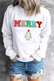 MERRY Round Neck Long Sleeve Sweatshirt