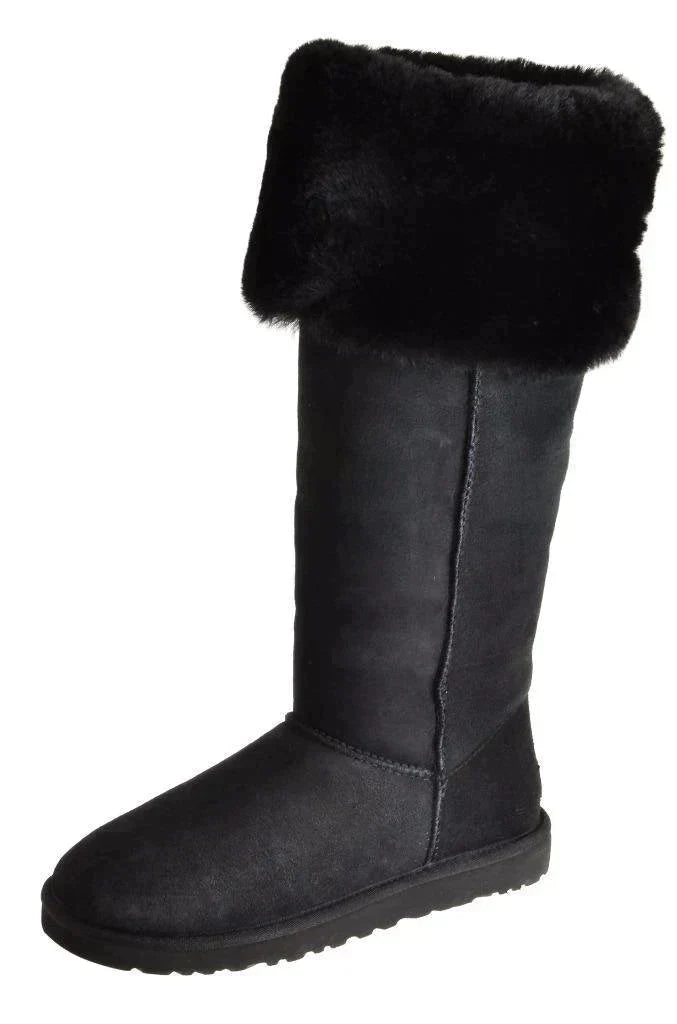 UGG Over The Knee Bailey Button Black Boots - Women's