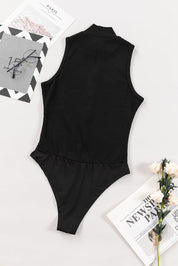 Zip Up Mock Neck Sleeveless Bodysuit