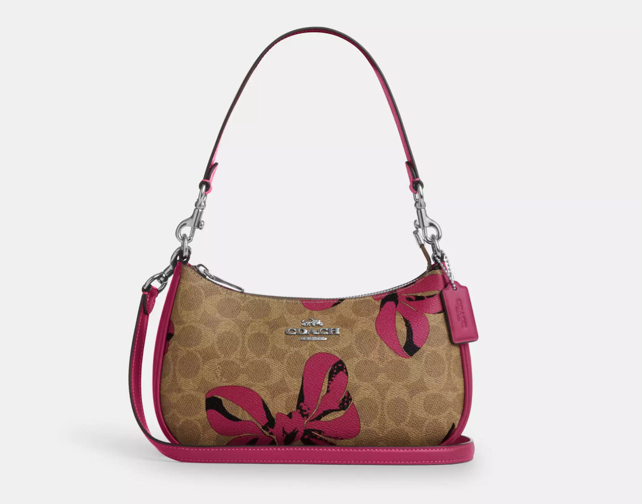 Coach Teri Shoulder/Crossbody Bag In Signature Canvas With Bow Print