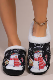 Snowman Round Toe Faux Fur Slippers