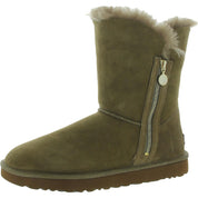 Bailey Zip Short Womens Suede Shearling Winter Boots