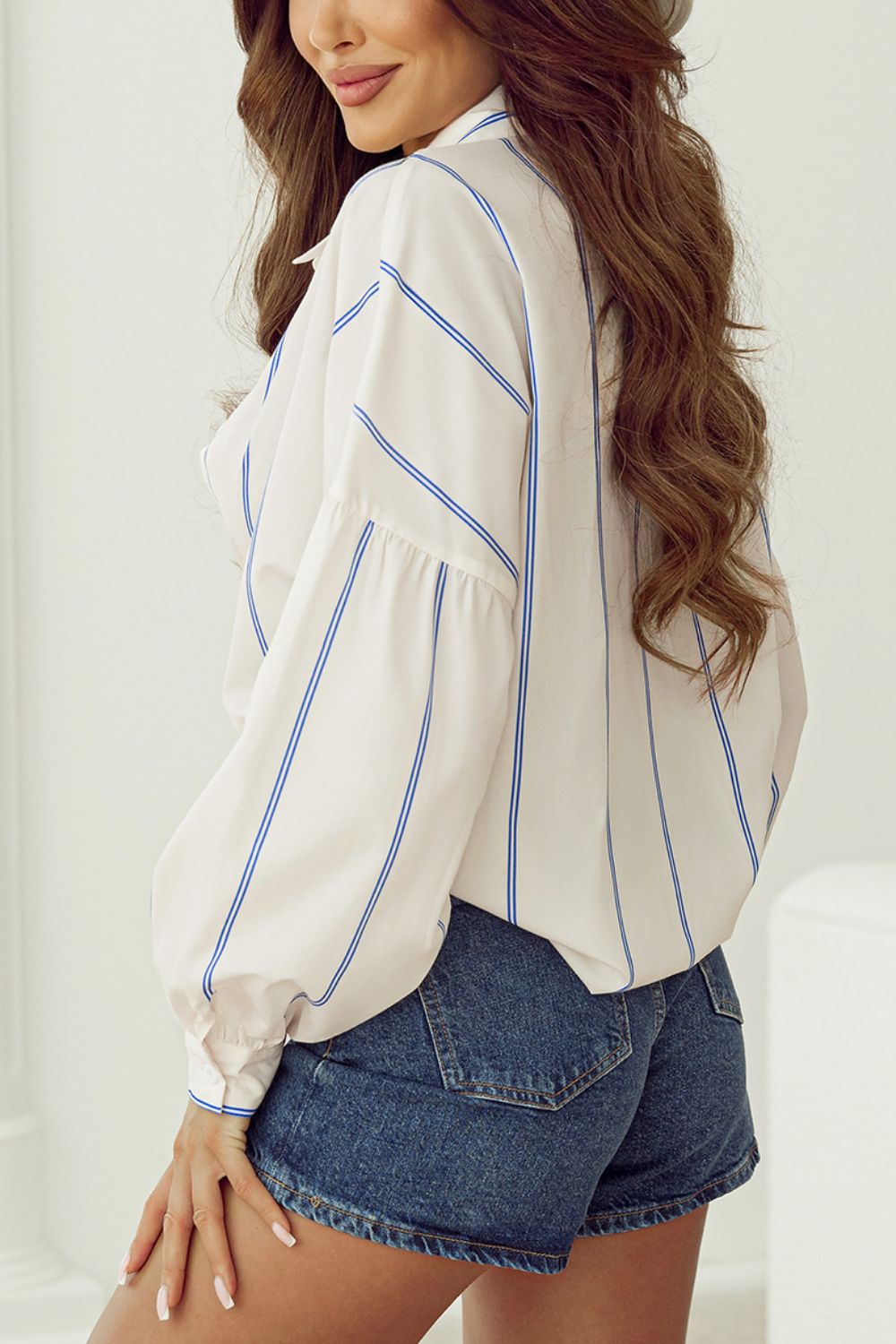 Stripe Drop Shoulder Long Sleeve Shirt