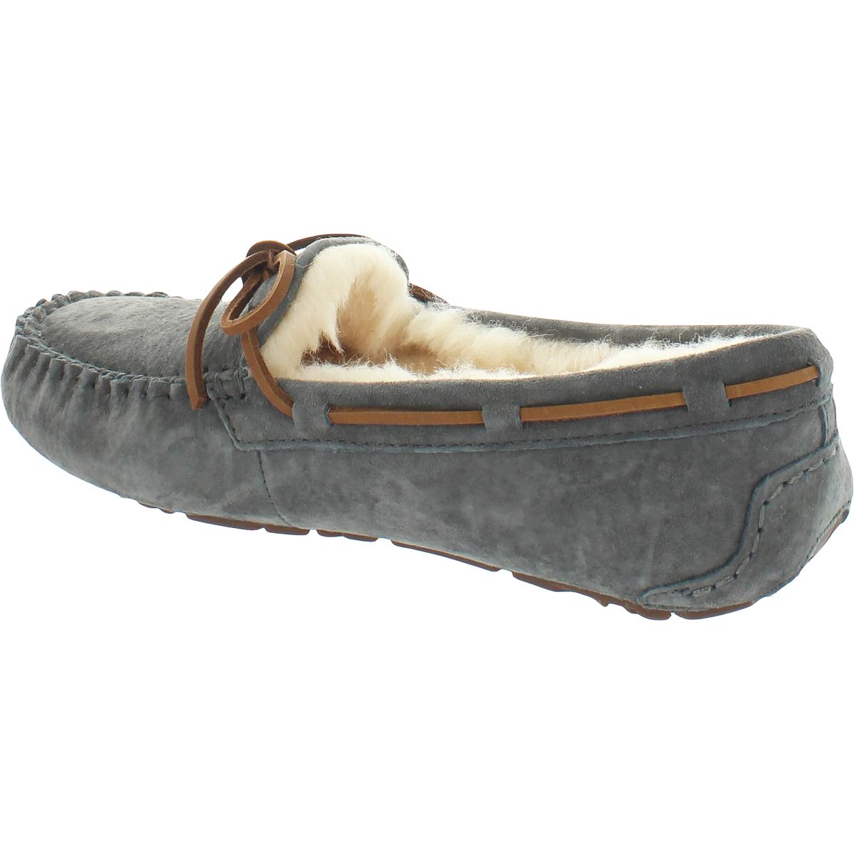 Dakota Womens Suede Sheepskin Lined Moccasin Slippers