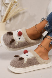 Elk Furry PVC Flat Slippers