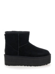 'Classic Mini Platform' Black Ankle Boots With Platform In Suede Woman