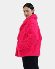 Gertrude Short Teddy Coat In Cerise