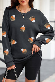 Sequin Round Neck Long Sleeve Sweatshirt