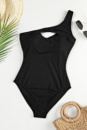 Cutout One Shoulder Sleeveless One-Piece Swimwear