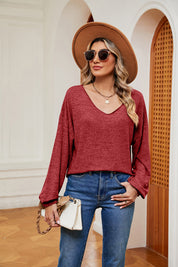 V-Neck Long Sleeve Top