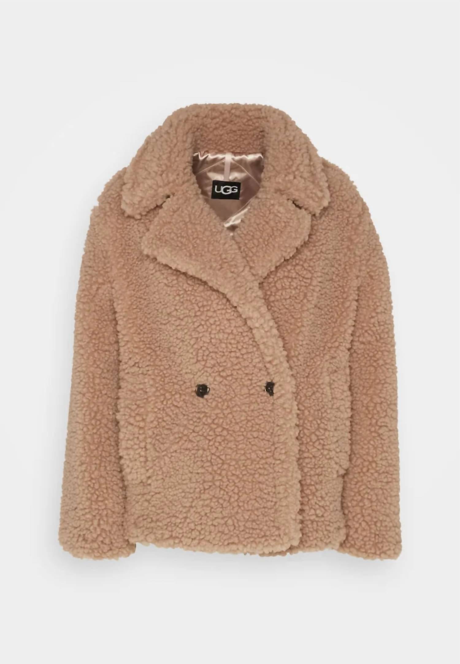 Gertrude Short Teddy Coat In Putty