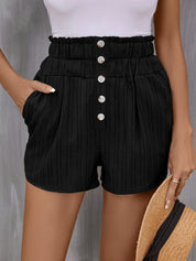 Perfee Pocketed High Waist Shorts