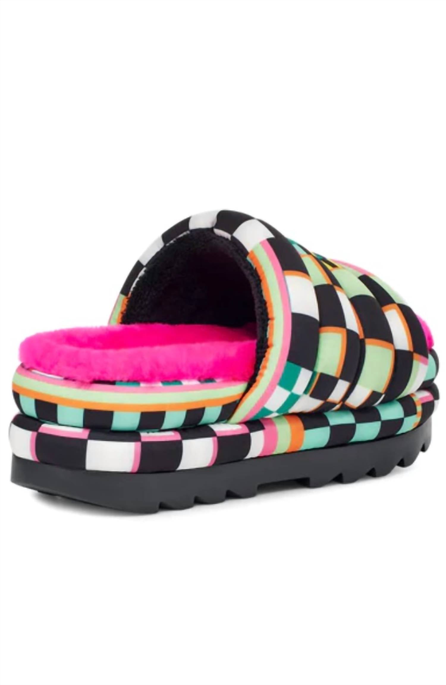 Maxi Checks Slide In Black Multi