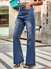 High Rise Bootcut Jeans with Pockets