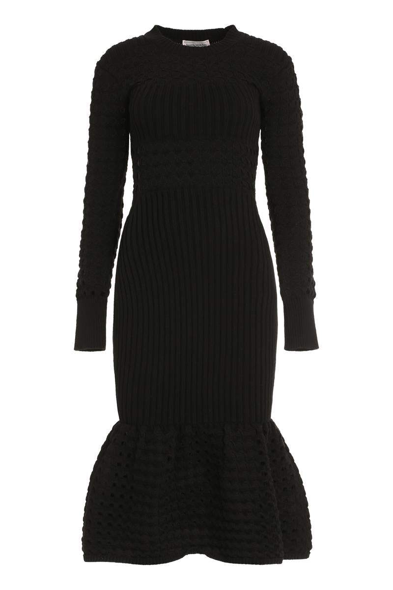 Alexander McQueen Ribbed Knit Midi Dress