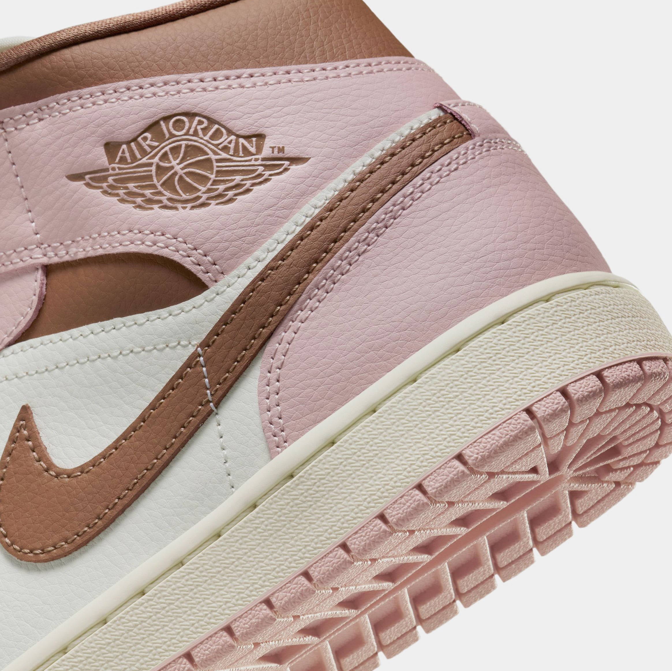 Air Jordan 1 Mid Neapolitan Womens Lifestyle Shoes (Pink Oxford/Sail/Archaeo Brown)