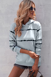 Striped Drop Shoulder Hoodie with Kangaroo Pocket