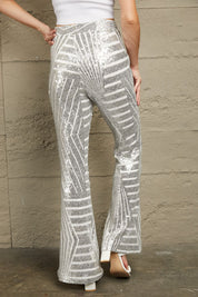 Sequin High Waist Flared Pants