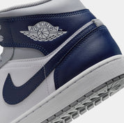 Air Jordan 1 Mid Wolf Grey Midnight Navy Mens Lifestyle Shoes (White/Wolf Grey/Midnight Navy)