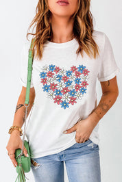 Flower Graphic Round Neck Short Sleeve T-Shirt