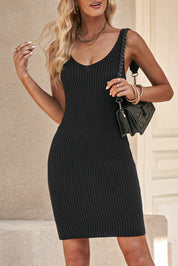 Ribbed Sleeveless V-Neck Dress