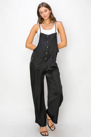 HYFVE Half Button Sleeveless Straight Jumpsuit