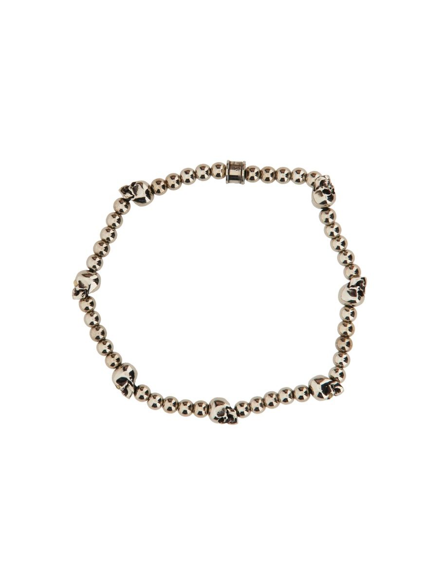 Alexander Mcqueen Skull Beads Bracelet In Antiqued