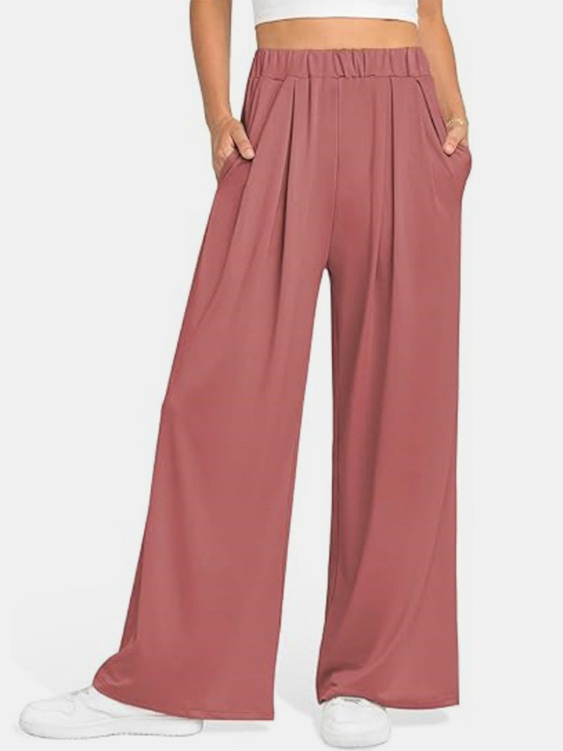 Elastic Waist Wide Leg Pants