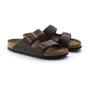 Arizona Soft Footbed Habana Dark Brown Oiled Leather Sandal - Regular/Wide