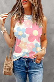 Flower Printed Round Neck Tank