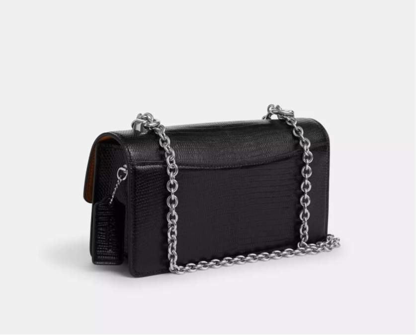 Coach Eliza Flap Crossbody Leather Bag In Silver/Black