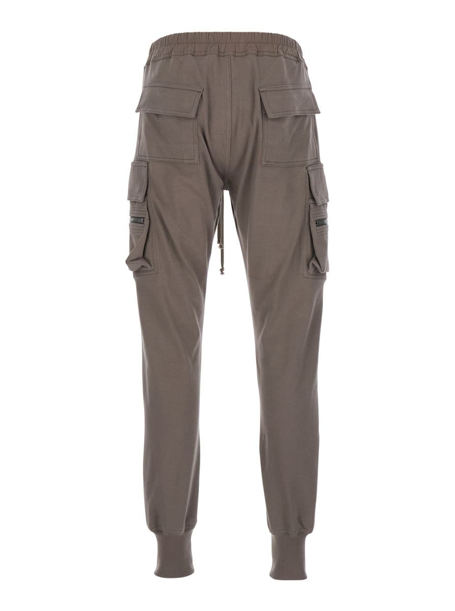 'Mastodon Cargo' Grey Pants With Elastic Waist With Drawstring And Zipped Pockets In Cotton Man