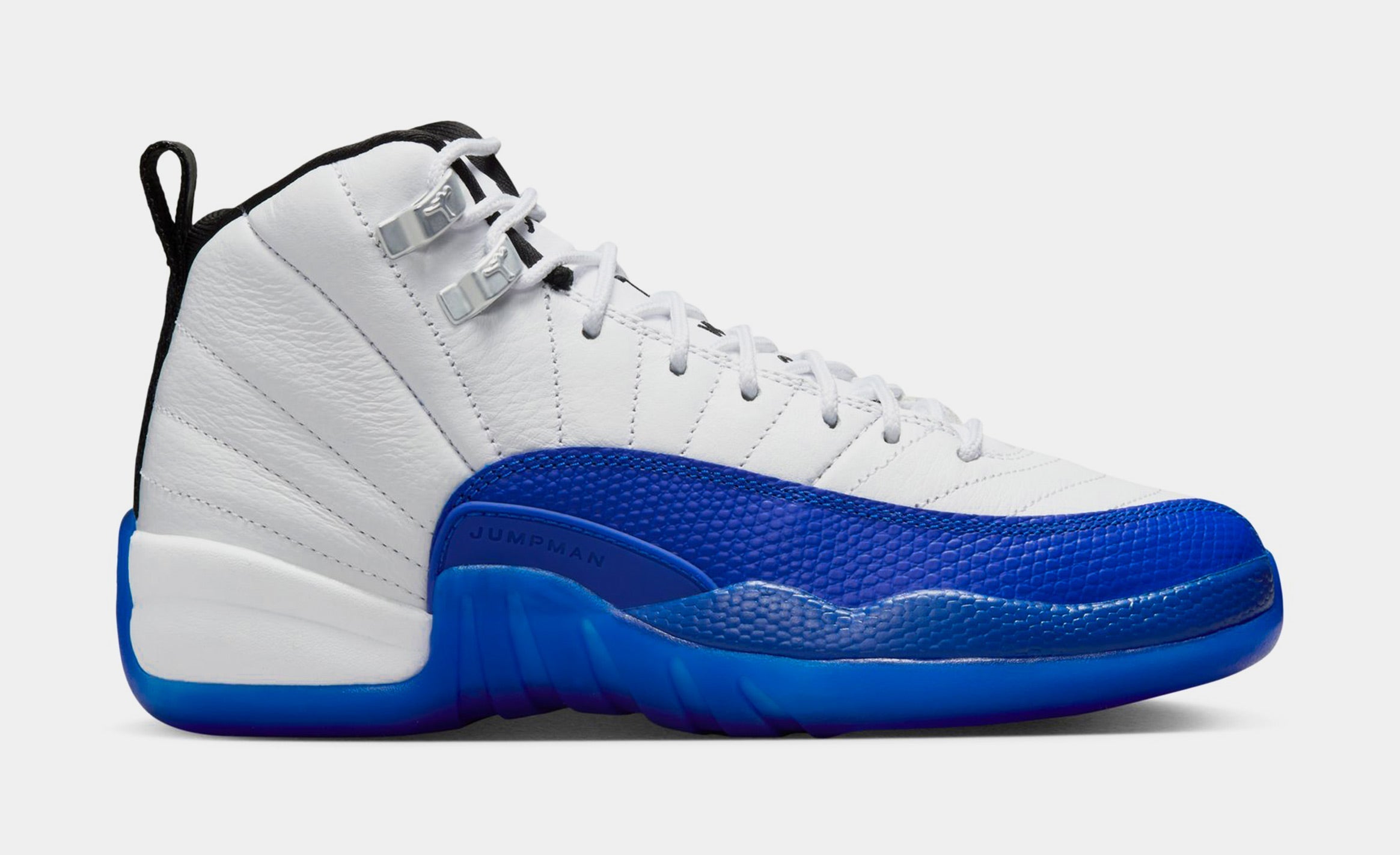 Air Jordan 12 Retro White and Game Royal Grade School Lifestyle Shoes (White/Black/Game Royal) Free Shipping