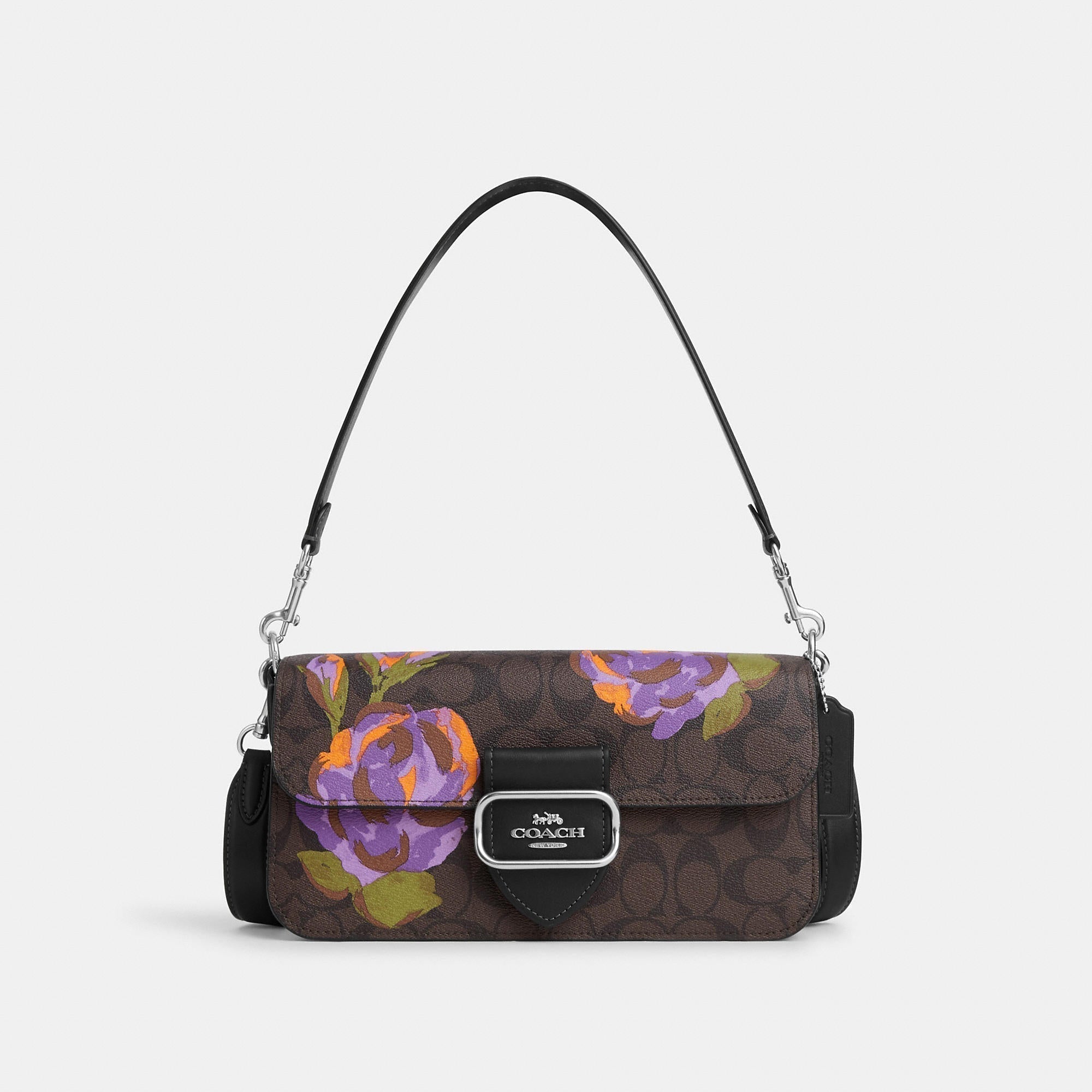 Coach Outlet Morgan Shoulder Bag In Signature Canvas With Rose Print