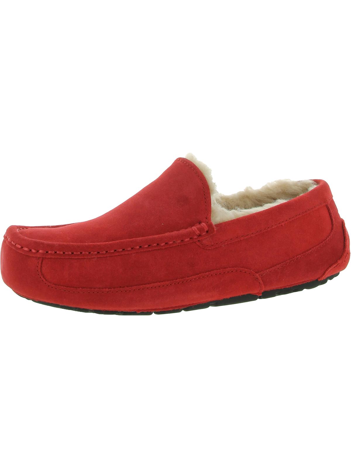 Ascot Mens Suede Shearling Moccasin Slippers