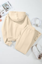 Half Snap Long Sleeve Hooded Top and Pants Set