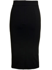 Midi Black Skirt With Quilted Detail In Fabric Woman