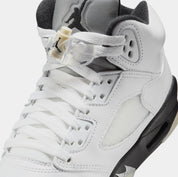 Air Jordan 5 Retro White and Black Grade School Lifestyle Shoes (White/Black/Sail/Metallic Silver) Free Shipping