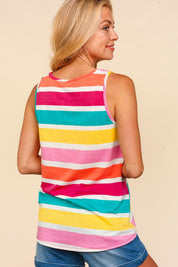 Haptics Round Neck Striped Knit Tank